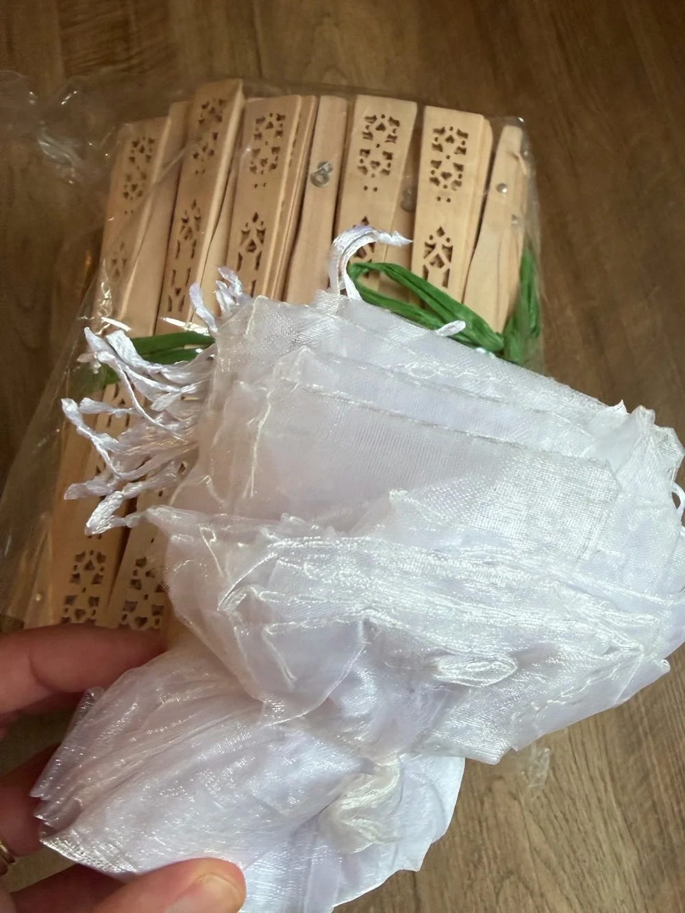 Brand New! 49 Folding Hand Fans - Natural Wood Color for Home Party Supplies